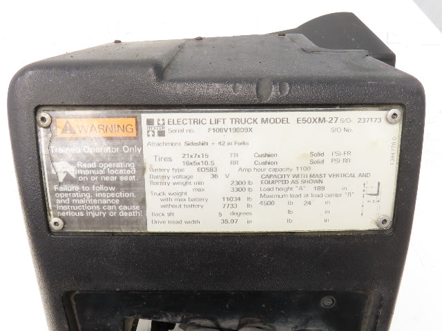 Hyster E50XM-27 Forklift Steering Column Shroud Cover Assembly W/Key