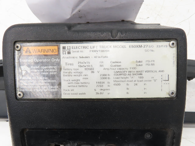 Hyster E50XM-27 Forklift Dash Board Shroud Cover Assembly With Switches