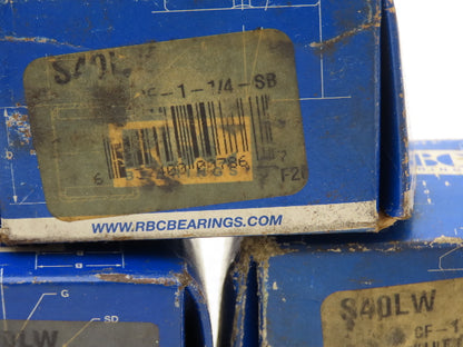 RBC S40LW Flat Cam Follower Bearing 1.25" Dia 3/4"W 1/2-20" Stud  LOT OF 4