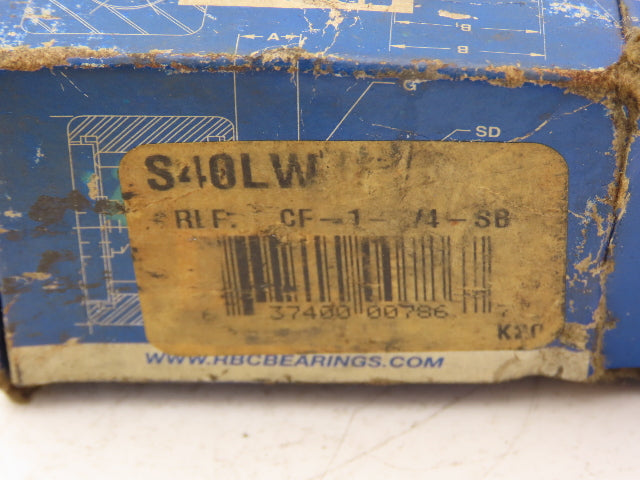 RBC S40LW Flat Cam Follower Bearing 1.25" Dia 3/4"W 1/2-20" Stud  LOT OF 4