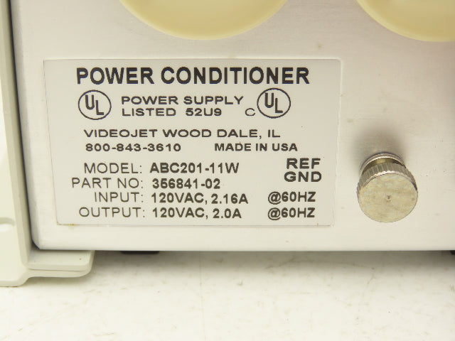 Videojet ABC201-11W Power Conditioner 120Vac 2.16A Power Supply 356841-02