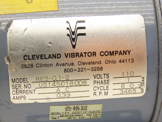 Cleveland Vibrator RES-0.1-2 Rotary Electric Vibrator Bin Shaker 3465RPM 120V