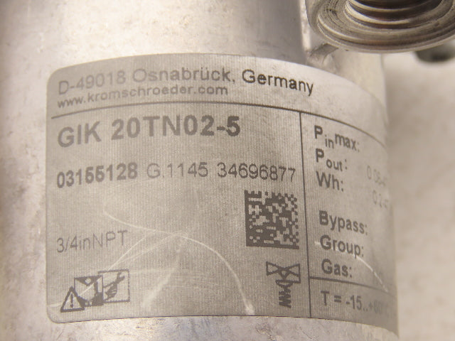 Kromschroder GIK 20TN02-5 Air/Gas Ratio Control Pressure Regulator 3/4" NPT