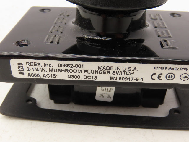 Rees 00662-001 2-1/4" Momentary Mushroom Plunger Switch 1NO+1NC Slow Make/Break