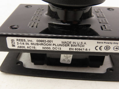 Rees 00662-001 2-1/4" Momentary Mushroom Plunger Switch 1NO+1NC Slow Make/Break