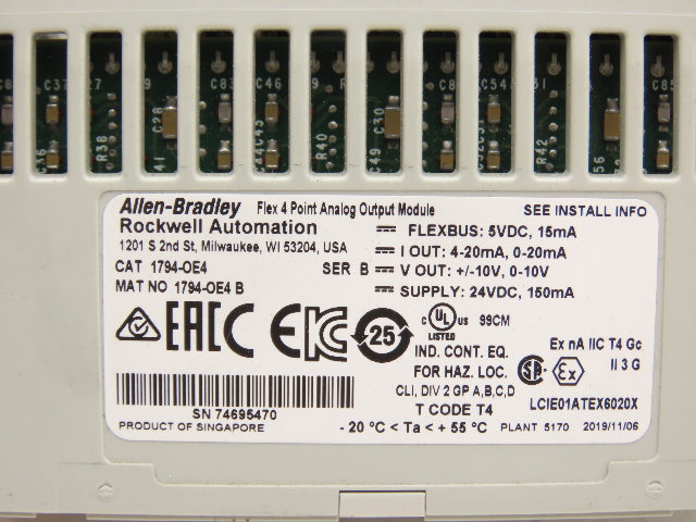 Allen Bradley 1794-OE4 Flex I/O Analog Outputs w/ 16 Point Input & Output Cards