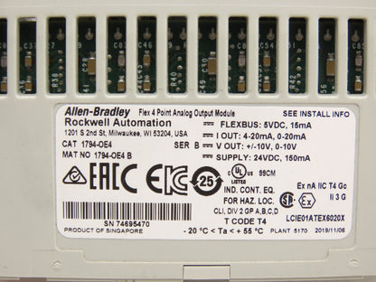 Allen Bradley 1794-OE4 Flex I/O Analog Outputs w/ 16 Point Input & Output Cards