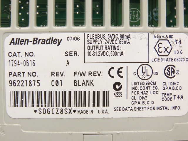 Allen Bradley 1794-OE4 Flex I/O Analog Outputs w/ 16 Point Input & Output Cards