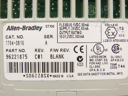 Allen Bradley 1794-OE4 Flex I/O Analog Outputs w/ 16 Point Input & Output Cards