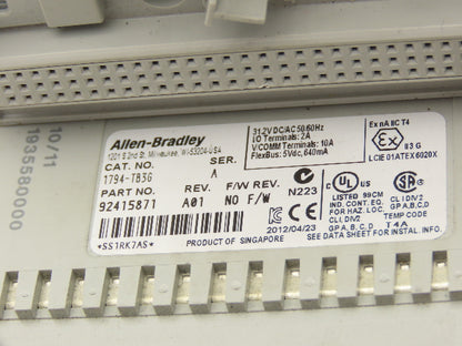 Allen Bradley 1794-OE4 Flex I/O Analog Outputs w/ 16 Point Input & Output Cards