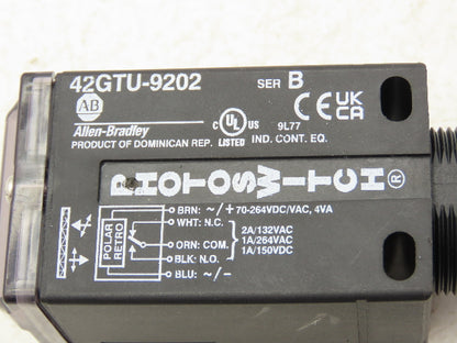 Allen Bradley 42GTU-9202 Photoswitch Photoelectric Sensor Polarized Retro Ser B