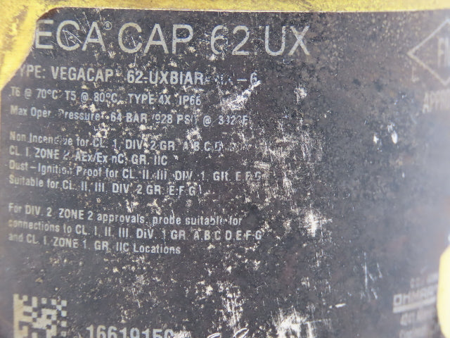 VEGA Vegacap 62.UXBIARANK-6 Capacitive Probe Level Sensor 2" Flanged 12" Rod