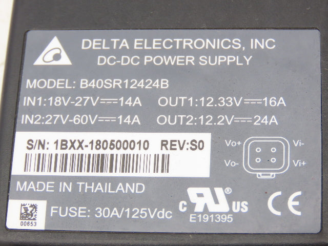 Delta Electronics B40SR12424B DC Power Supply 24VDC Input 12VDC Output Off E32CL