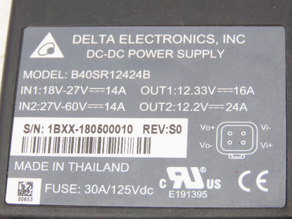 Delta Electronics B40SR12424B DC Power Supply 24VDC Input 12VDC Output Off E32CL
