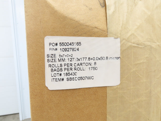 Auto Bag 5"x7" Pre Opened Poly Bags 2mil White/Clear 1750ct Roll  Lot of 8
