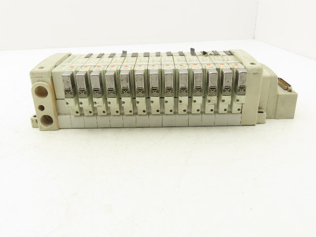 SMC VQC2101N-51 14-Station Plug-In Solenoid Valve Manifold D-Sub 24VDC