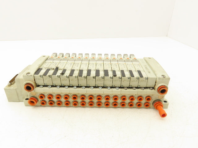 SMC VQC2101N-51 14-Station Plug-In Solenoid Valve Manifold D-Sub 24VDC