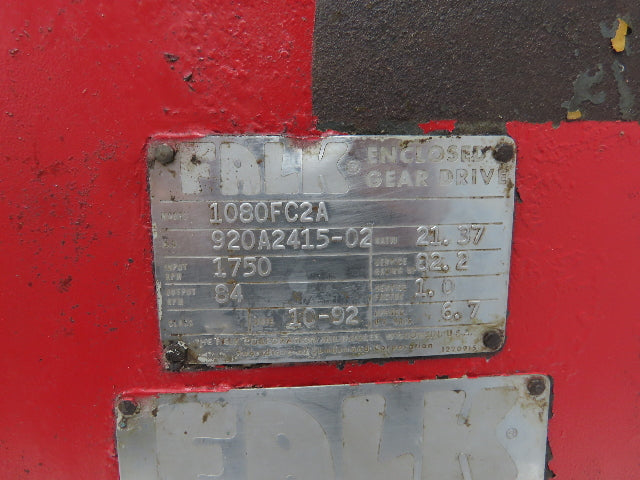 Falk 1080FC2A Inline Gear Reducer 21.37 Ratio Concentric Gearbox 82Hp 84 RPM