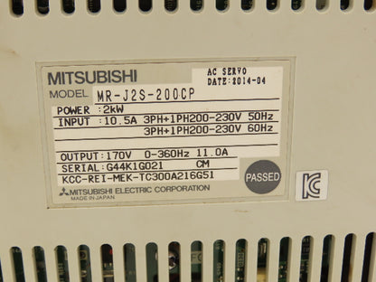 Mitsubishi MR-J2S-200CP AC Servo Drive 3+1Ph 230V In 170V 2kW 11A 360Hz Out
