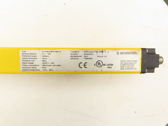 Schmersal SLC440COM-E-1450-14 Safety Light Curtain Emitter -Cracked Lens-