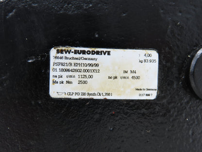 Sew Eurodrive PSF821/R EPH10/99/99 Planetary Servo Gearbox 4:1 Reducer 1125 RPM