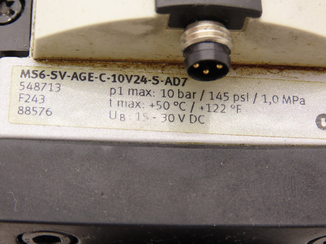 Festo MS6-SV-AGE-C-10V24-S-AD7 Soft Start Quick Exhaust Valve G3/4" 145PSI
