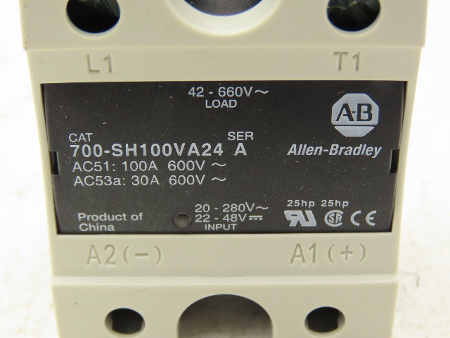 Allen Bradley 700-SH100VA24 Solid State Relay 100A 42-660VAC Hockey Puck Style