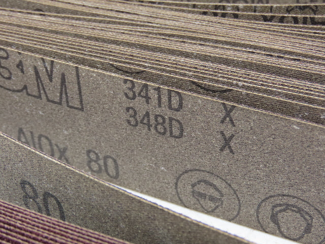 3M 341D  2"x 72" Sanding Belt 80 Grit Sandpaper Aluminum Oxide Cloth Lot of 29