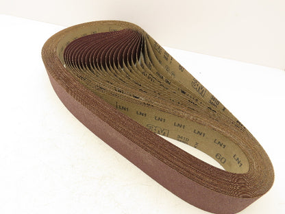 3M 341D  2.5"x 60" Sanding Belt 60 Grit Sandpaper Aluminum Oxide Cloth Lot of 25