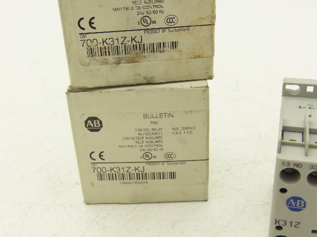 Allen Bradley 700-K31Z-KJ Mini Contactor Relay 600V 24VDC Coil 3NO/1NC Lot of 3