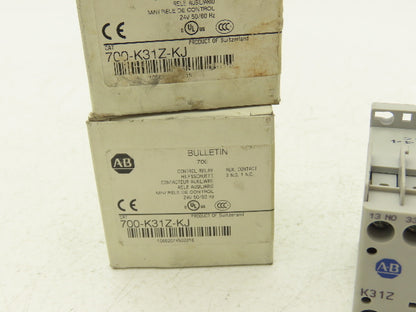 Allen Bradley 700-K31Z-KJ Mini Contactor Relay 600V 24VDC Coil 3NO/1NC Lot of 3
