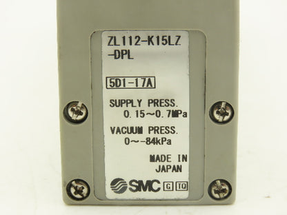 SMC ZL112-K15LZ-DPL Multi-Stage Vacuum Generator Ejector PNP Pressure Switch