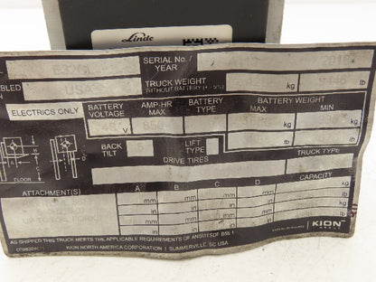 Linde 20383 Forklift Voltage Transformer Module Removed From E32CL