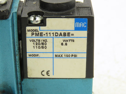 Mac 6331D-000-PM-111DA Solenoid Valve 120VAC 60Hz 25-150 psi