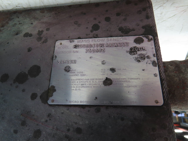 Micro Motion F200S341CCAAEZZZZ Mass Flow Sensor 1.5" *Ink Residue Needs Cleaned*