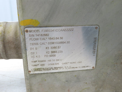 Micro Motion F200S341CCAAEZZZZ Mass Flow Sensor 1.5" *Ink Residue Needs Cleaned*