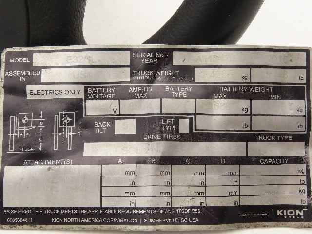 Linde 12855421000 Forklift Steering Wheel & Column W/Horn Removed From E32CL