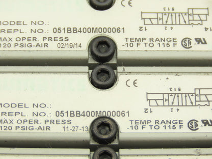 Numatics 051BB400M000061 10-Station Solenoid Valve Manifold G3 Ethernet IP 24V