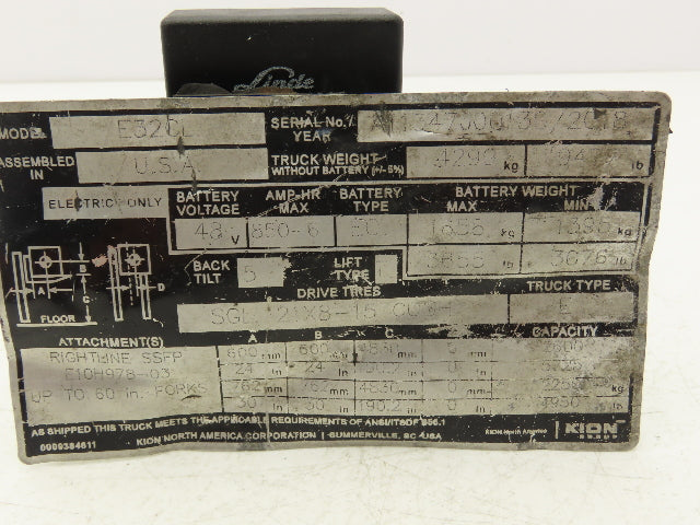 Linde 7 91 6400 996 Forklift Electronic Resistor Module Removed From E32CL