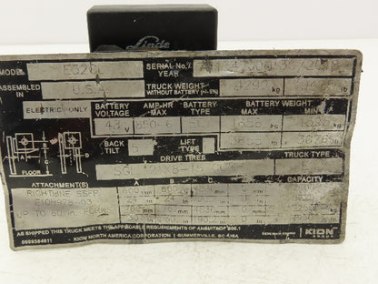 Linde 7 91 6400 996 Forklift Electronic Resistor Module Removed From E32CL