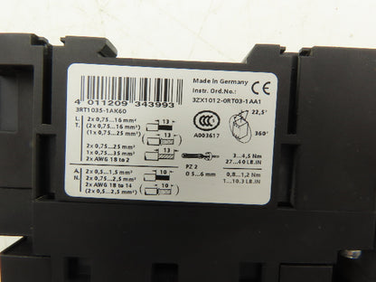 Siemens 3RB2036-1UB0 Motor Protection Overload relay 12.5-50A w/40A Contactor