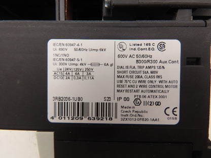 Siemens 3RB2036-1UB0 Motor Protection Overload relay 12.5-50A w/40A Contactor
