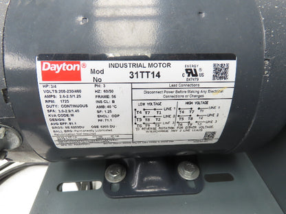 Dayton 2C890 HVAC Duct Blower 10" Fan 1510CFM 3/4Hp 3Ph Motor Squirrel Cage