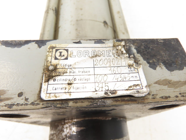 Loramendi Hydraulic Cylinder 100mm Bore X 375mm Stroke Double End Flange Mount