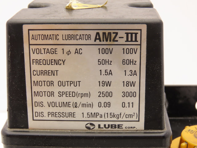 Lube Corp 285155 AMZ-III Automatic Lubricator Pump Oiler 1.8 Liter 100V
