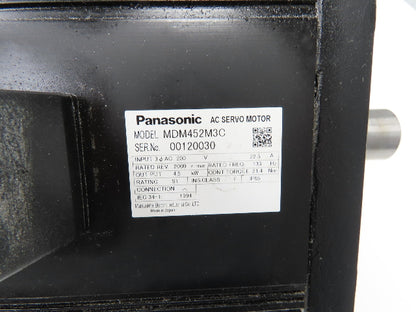 Panasonic MDM452M3C AC Servo Motor 4.5kw 2000 RPM 200V 3PH