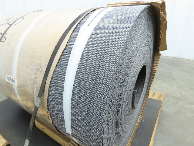 26"W x 200' Rough Top PVC Conveyor Belt Solid Woven Black 200' Length 1/8"Thick