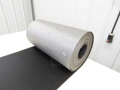 15.5"W x 35' Grooved Rubber Conveyor Belt 2-Ply Black Ribbed 35' Length