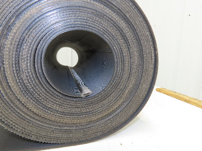 15.5"W x 35' Grooved Rubber Conveyor Belt 2-Ply Black Ribbed 35' Length