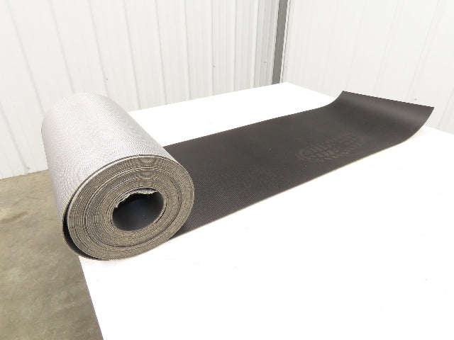 15.5"W x 35' Grooved Rubber Conveyor Belt 2-Ply Black Ribbed 35' Length